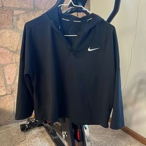 Nike crop length dri fit running black hoodie mesh womens medium